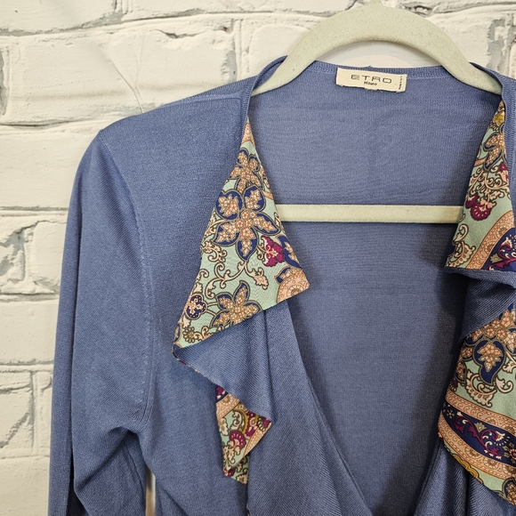 Etro Blue Ruffle Cardigan - Picture 3 of 6